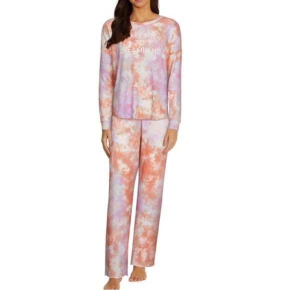 Wildfox Intimates Dreamland Pajamas 2 PC Set Top & Pants Rainbow Cloud Tie Dye - Picture 1 of 8